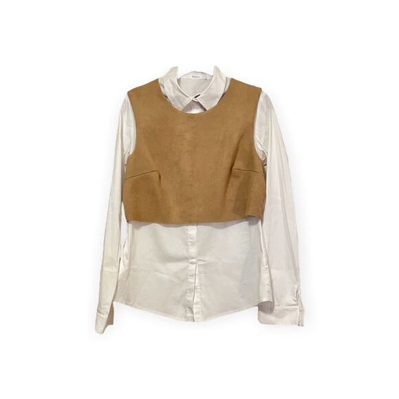 BAILEY 44 Button down/ Cognac Suede Vest (detachable white collar) |Size: M| - Picture 2 of 7